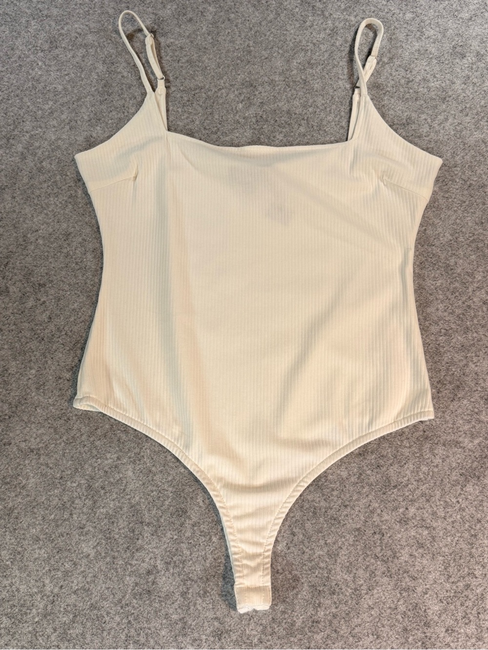Lulus Ribbed White Cami Bodysuit Adjustable Straps Size XL NWT